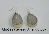 NGE76 20*30mm teardrop druzy agate gemstone earrings wholesale