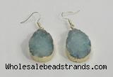 NGE77 20*30mm teardrop druzy agate gemstone earrings wholesale