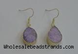 NGE81 13*18mm teardrop druzy agate gemstone earrings wholesale