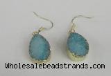 NGE87 15*20mm teardrop druzy agate gemstone earrings wholesale