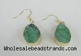 NGE88 15*20mm teardrop druzy agate gemstone earrings wholesale