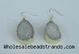 NGE90 18*25mm teardrop druzy agate gemstone earrings wholesale