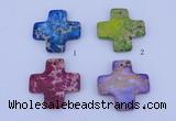 NGP02 5PCS 45*45mm cross dyed imperial jasper pendants wholesale