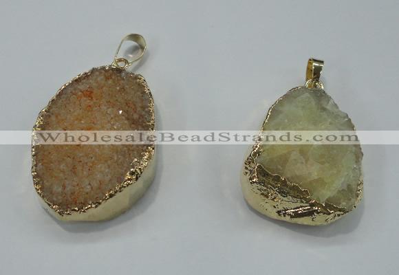 NGP1025 25*35mm - 35*45mm freeform druzy agate beads pendant