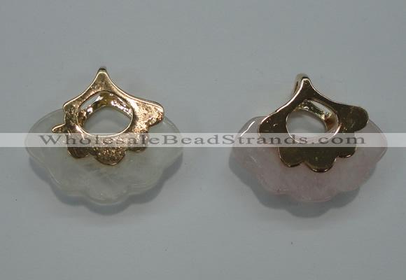 NGP1070 8*25*28mm rose quartz pendants with brass setting