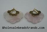 NGP1076 8*40*50mm rose quartz pendants with brass setting