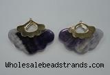 NGP1077 8*40*50mm amethyst gemstone pendants with brass setting