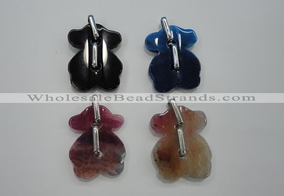 NGP1082 30*40mm agate gemstone pendants with brass setting