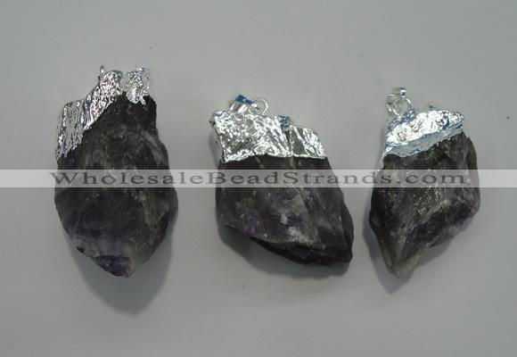 NGP1087 20*30mm - 25*50mm nuggets amethyst gemstone pendants