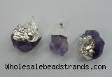 NGP1092 18*25mm - 25*40mm faceted nuggets amethyst pendants