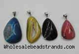 NGP1098 25*30 - 30*45mm freeform druzy agate pendants with brass setting