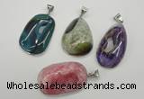 NGP1099 25*30 - 30*45mm freeform druzy agate pendants with brass setting