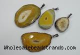 NGP1105 30*40 - 40*55mm freeform druzy agate pendants with brass setting