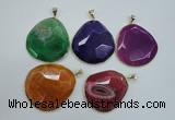 NGP1111 40*50 - 50*55mm freeform druzy agate pendants with brass setting