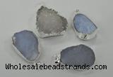 NGP1135 25*35mm - 40*45mm freeform druzy agate pendants with brass setting