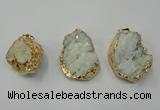 NGP1142 25*35mm - 40*45mm freeform druzy agate pendants with brass setting