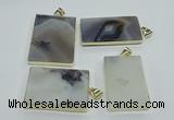 NGP1155 25*35mm - 40*50mm freeform agate pendants with brass setting