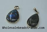 NGP1158 20*30mm - 25*35mm freeform labradorite pendants with brass setting