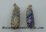 NGP1160 18*60mm - 20*65mm freeform agate pendants with brass setting