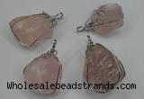 NGP1292 18*30mm – 25*35mm nuggets rose quartz pendants