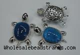 NGP1298 43*60mm tortoise agate pendants with crystal pave alloy settings