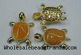 NGP1304 43*60mm tortoise agate pendants with crystal pave alloy settings