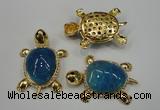 NGP1307 43*60mm tortoise agate pendants with crystal pave alloy settings