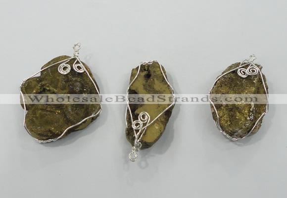 NGP1320 30*40mm - 45*55mm freeform agate pendants with brass setting