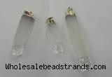 NGP1359 10*45mm - 15*75mm carved white crystal pendants