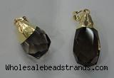 NGP1391 15*25mm - 20*35mm faceted nuggets smoky quartz pendants