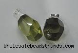 NGP1392 15*20mm - 15*30mm faceted nuggets lemon quartz pendants