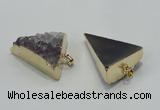 NGP1401 30*35mm - 35*40mm triangle druzy amethyst pendants wholesale