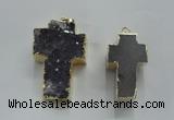 NGP1447 20*40mm - 30*55mm cross druzy amethyst gemstone pendants