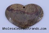 NGP148 2pcs 35*50mm heart fashion picasso jasper gemstone pendants