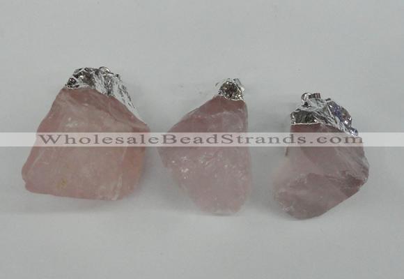 NGP1483 20*35mm - 25*45mm nuggets rose quartz pendants