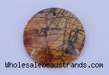 NGP149 2pcs 40mm flat round picasso jasper gemstone pendants