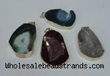 NGP1494 30*45mm - 40*50mm freeform plated druzy agate pendants