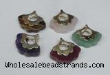 NGP1508 8*25*28mm mixed gemstone with brass setting pendants