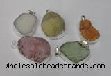 NGP1511 20*30mm - 25*35mm freeform plated druzy agate pendants