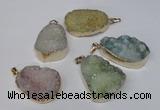 NGP1514 20*30mm - 25*35mm freeform plated druzy agate pendants