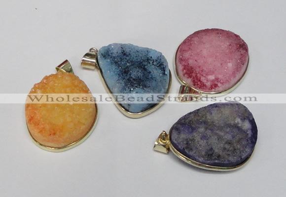 NGP1515 20*30mm - 25*35mm freeform plated druzy agate pendants