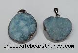 NGP1522 30*35mm - 30*40mm freeform plated druzy agate pendants