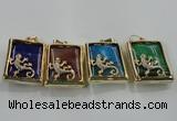 NGP1568 9*33*45mm rectangle agate with brass setting pendants