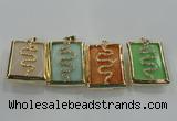 NGP1569 9*35*45mm rectangle agate with brass setting pendants