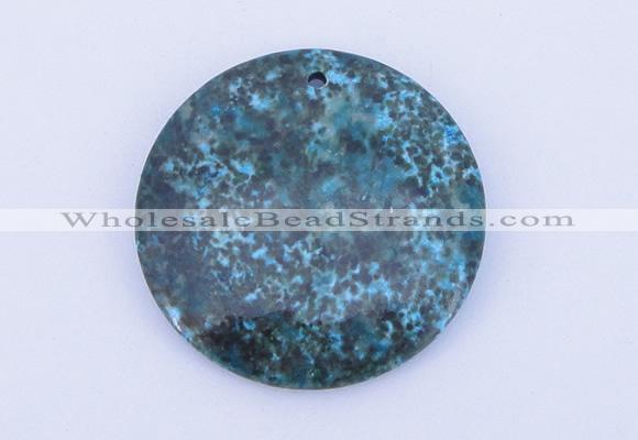 NGP163 2pcs 40mm flat round dyed chrysocolla gemstone pendants