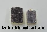 NGP1670 25*35mm - 30*45mm rectangle druzy amethyst pendants