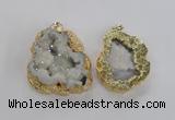 NGP1675 35*40mm - 45*50mm freeform plated druzy agate pendants