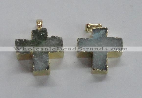 NGP1681 25*26mm - 27*28mm cross druzy agate pendants wholesale