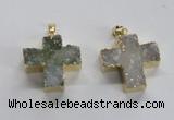 NGP1682 25*26mm - 27*28mm cross druzy agate pendants wholesale