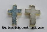 NGP1686 30*45mm - 32*50mm cross druzy agate pendants wholesale